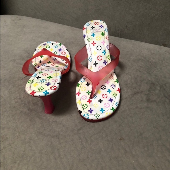 Sandal thong kitten heels size 8 rainbow colors - Picture 2 of 4